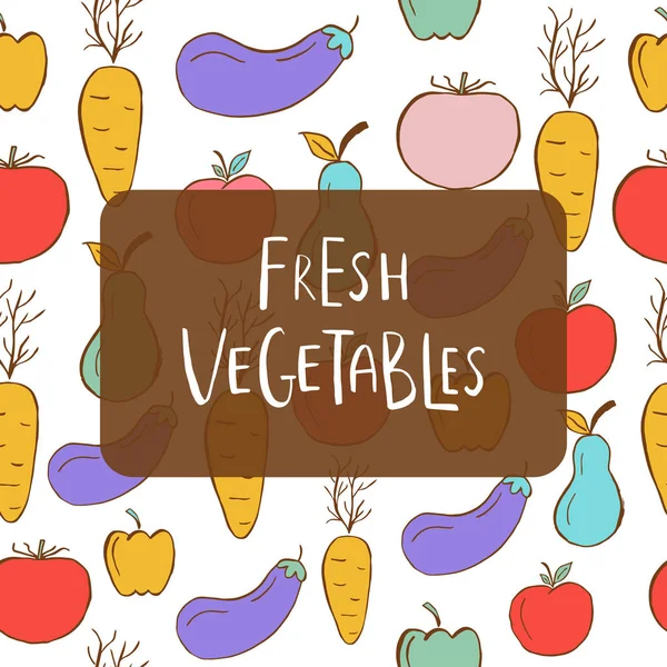 野菜や果物の健康的なシームレス パターン ダイエット エコ食品 菜食主義者と栄養の概念の利点について品質のベクトルの背景 — ストックベクタ