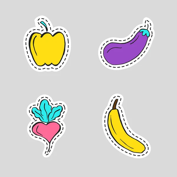 Etiquetas com frutas e legumes —  Vetores de Stock
