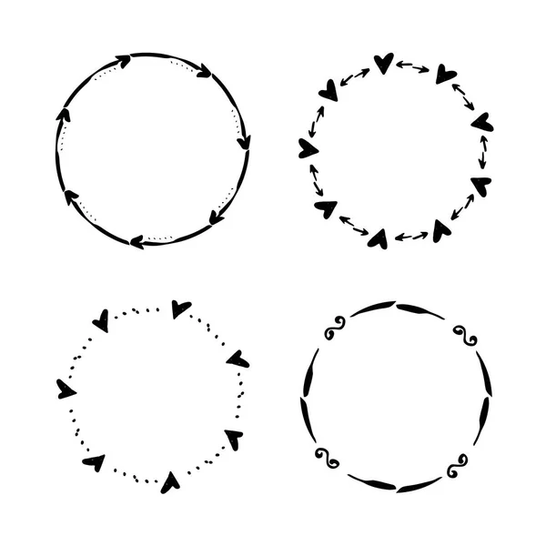 Cercle Créatif Dessiné Main Pour Logo Étiquette Marque Ensemble Cadres — Image vectorielle