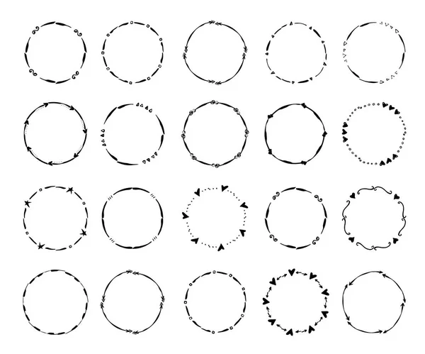 Círculo Creativo Dibujado Mano Para Logotipo Etiqueta Marca Conjunto Marcos — Archivo Imágenes Vectoriales