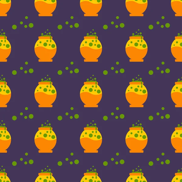 Patrón Sin Costura Vectorial Para Fiesta Halloween Colores Naranja Violeta — Vector de stock