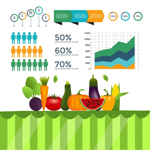 Infographie Sur Les Légumes Sains Avec Graphique Graphique Illustration Vectorielle — Image vectorielle