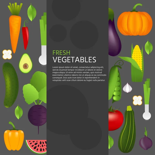 Sağlıklı Sebze Havuç Soğan Domates Biber Patlıcan Salatalık Lahana Kabak — Stok Vektör