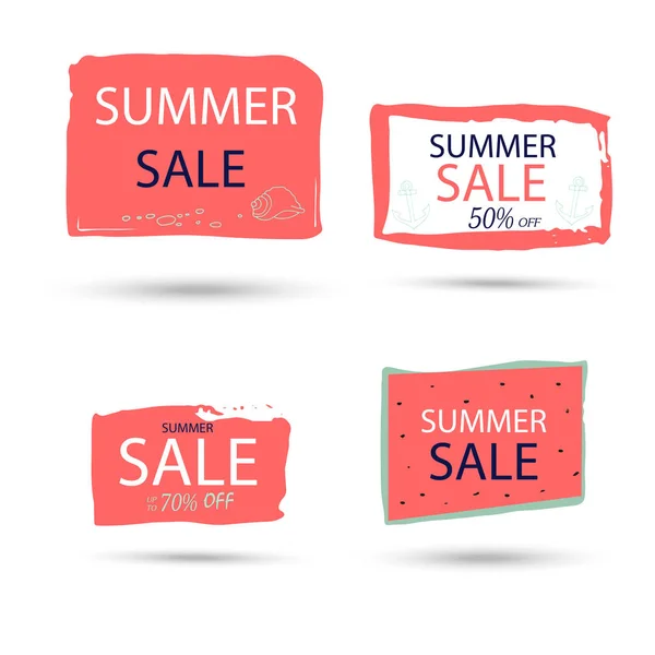 4套夏季优惠卡设计 社会媒体销售网站 电子邮件 时事通讯 宣传材料 移动横幅模板 — 图库矢量图片