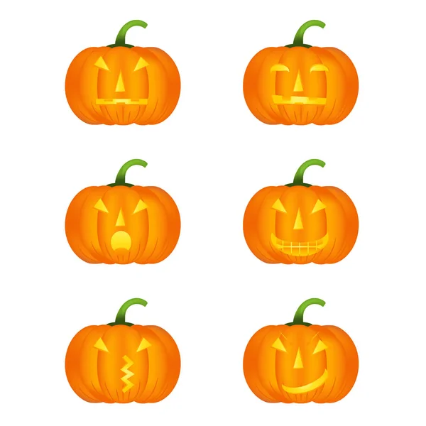 Ensemble Icônes Vectorielles Citrouilles Halloween Variation Émotionnelle Emoji Eléments Conception — Image vectorielle