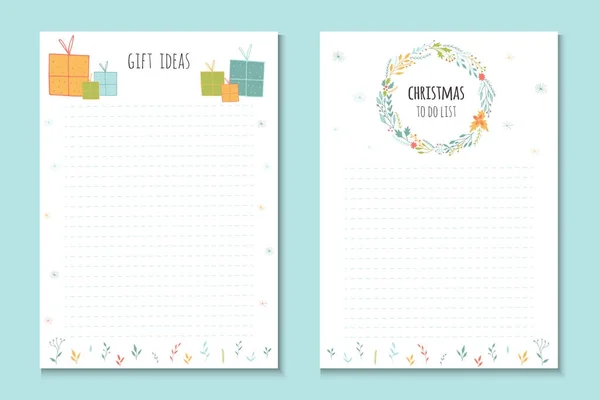 Christmas Holiday Lists Cute Notes Winter Vector Illustration Template Party Stock Vector Image