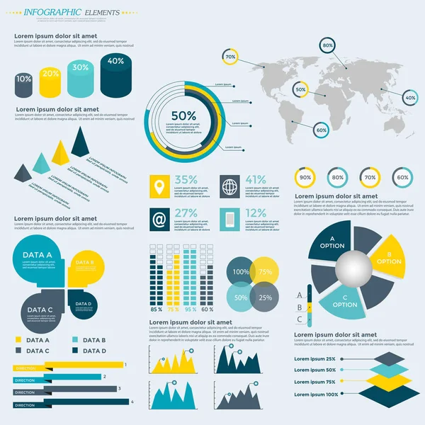 Infographics Elements Collection Geschäftsvektorillustration Für Präsentation Booklet Website Blog Workflow — Stockvektor