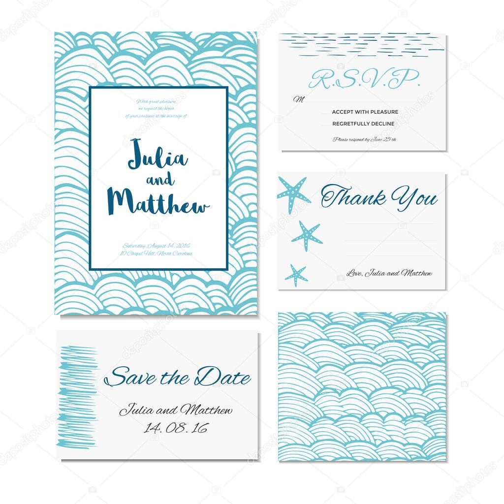 Collection of card templates for marriage