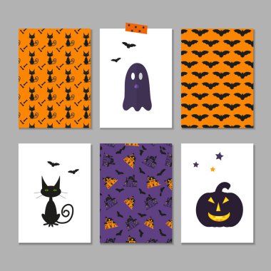 6 şirin Cadılar Bayramı kartları kümesi