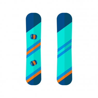 Kış snowboard spor simgeleri. Kayak ve snowboard ekipman düz stil tasarım beyaz arka plan üzerinde izole ayarlayın. Ski resort resim, dağ aktiviteleri, vektör çizim öğeleri.