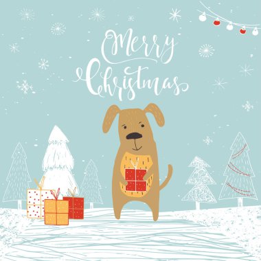 Sevimli Noel hediye kartı ile yazı alıntı Merry Christmas, sihirli anlar. Kolay düzenlenebilir bir şablona. Modern resim kartpostal, poster, tişört, afiş için.