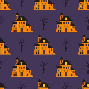 Vektör Cadılar Bayramı partisinde turuncu ve mor renkler için seamless modeli. Duvar kağıdı, dolgular, web sayfası, arka plan, yüzey için sonsuz doku-ebilmek var olmak kullanılmış