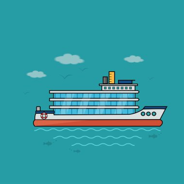 Deniz araç şablonu. Seyahat zamanı geldi. Renkli vektör çizim