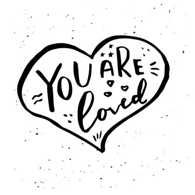 Poster, kupa, tişörtü, giyim, Tarih veya düğün tasarım kaydetmek için yazı ile çizilmiş romantik tebrik kartı ver. Beyaz arka plan üzerinde izole seviliyorsun vektör ifade.