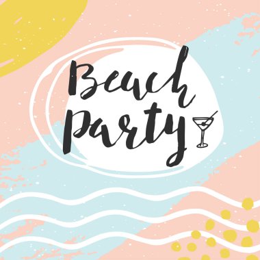 Güzel yaz poster elle çizilmiş yazı ile. Yelken, tropikal tatil, afiş, davetiye, zarf, arka plan, günlük kartlar için şablon 