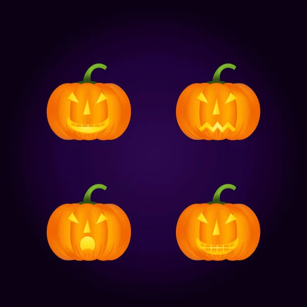 Ensemble Icônes Vectorielles Citrouilles Halloween Variation Émotionnelle Emoji Eléments Conception — Image vectorielle