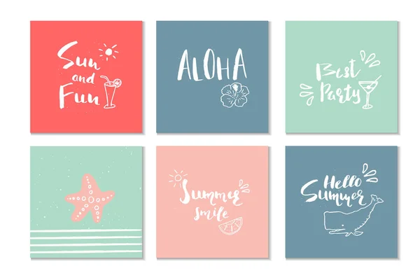 Hermosos Carteles Verano Con Letras Dibujadas Mano Plantillas Para Vela — Vector de stock