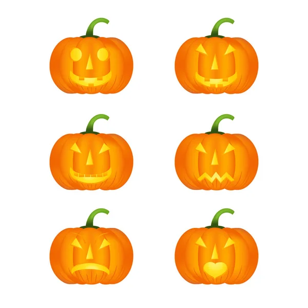 Ensemble Icônes Vectorielles Citrouilles Halloween Variation Émotionnelle Emoji Eléments Conception — Image vectorielle