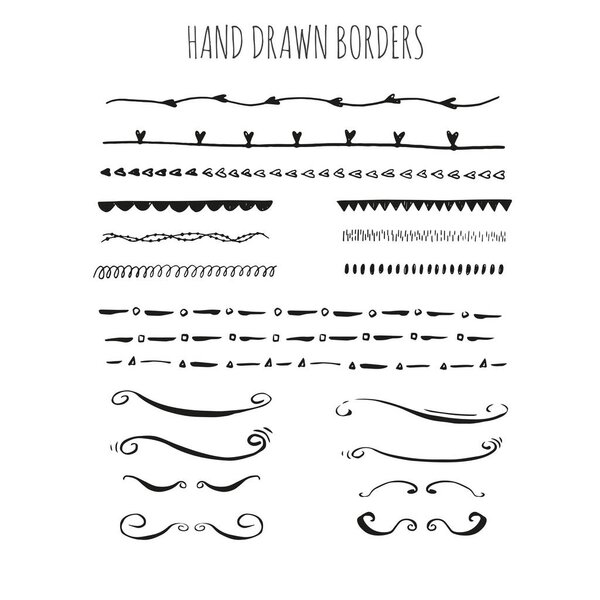 Collection of hand drawn borders. 