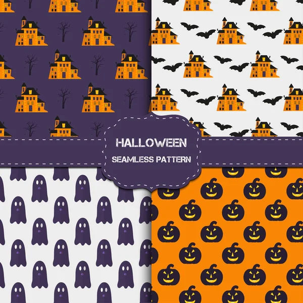 Collection de 4 motifs halloween à la texture infinie . — Image vectorielle