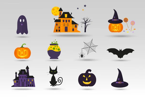 Verzameling van cute Halloween pictogrammen — Stockvector