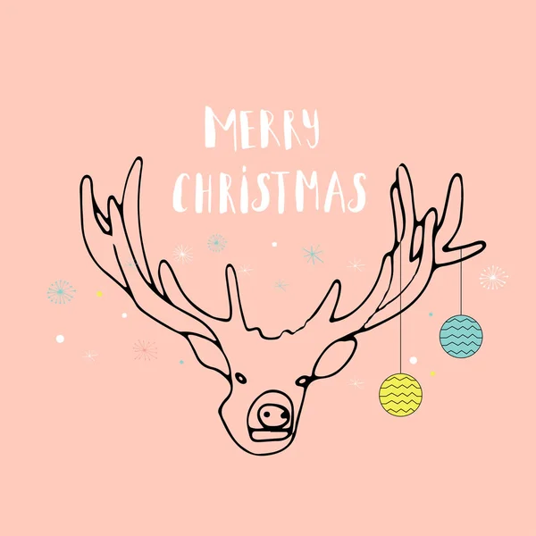 Frohe Weihnachten Süße Grußkarte Mit Hirsch Skandinavischer Stil Von Einladungsplakaten — Stockvektor