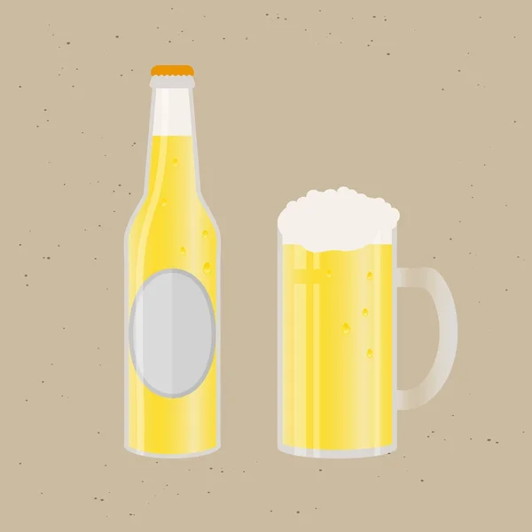 一套啤酒瓶和玻璃. — 图库矢量图片