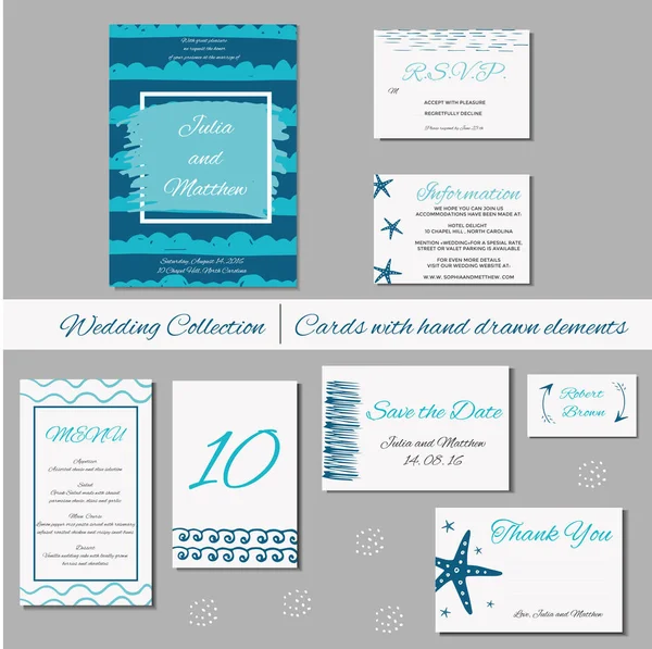 Colección de plantillas de tarjetas para el matrimonio — Vector de stock