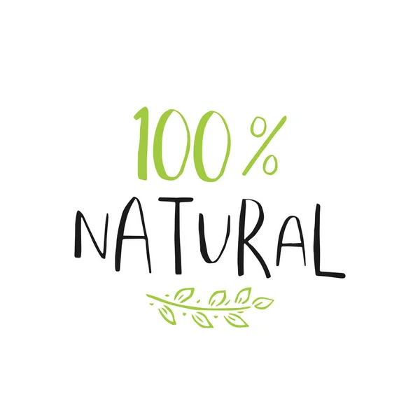 矢量生态 生物绿色标志或标志 健康食品徽章 标签为咖啡馆 产品包装 手绘树叶 植物元素 有机设计模板 — 图库矢量图片