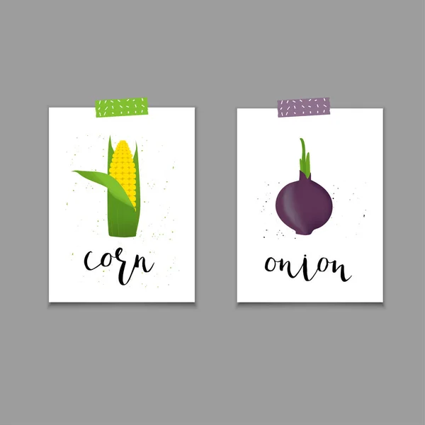 Cartes avec légumes sains — Image vectorielle