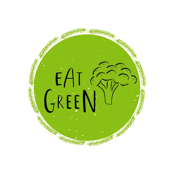 Vektorrunde Öko Bio Grünes Logo Oder Schild Veganes Rohes Gesundes — Stockvektor