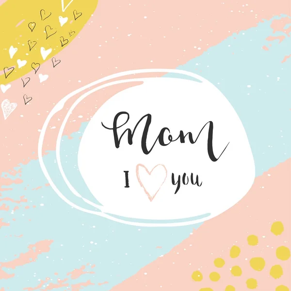 Feliz Dia Das Mães Cartão Postal Caligráfico Desenhado Mão Letras — Vetor de Stock