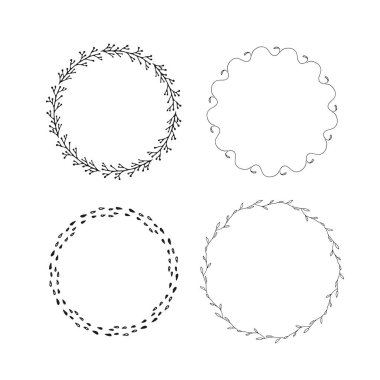 Daireler, beyaz arka plan üzerinde izole ve kullanımı kolay ile logo için handdrawn öğeleri. Vektör çizim