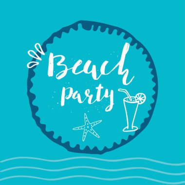 Güzel yaz poster elle çizilmiş yazı ile. Yelken, tropikal tatil, afiş, davetiye, zarf, arka plan, günlük kartlar için şablon. Hint mavi koleksiyonu