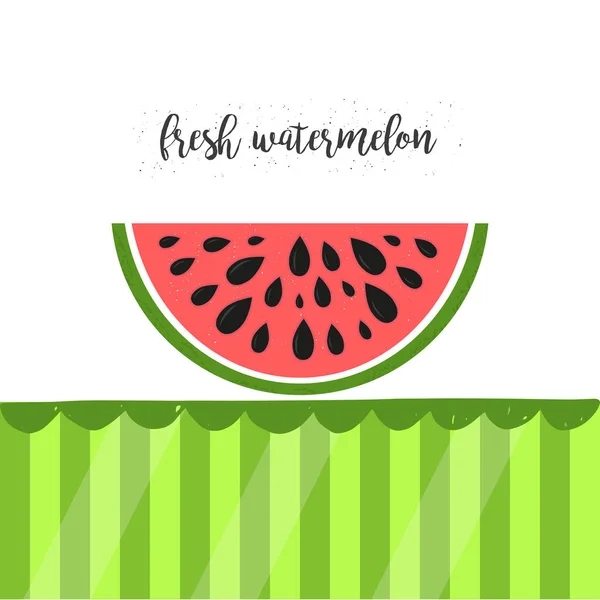 Colorful Vector Illustration Realistic Healthy Watermelon Slice — Stock Vector