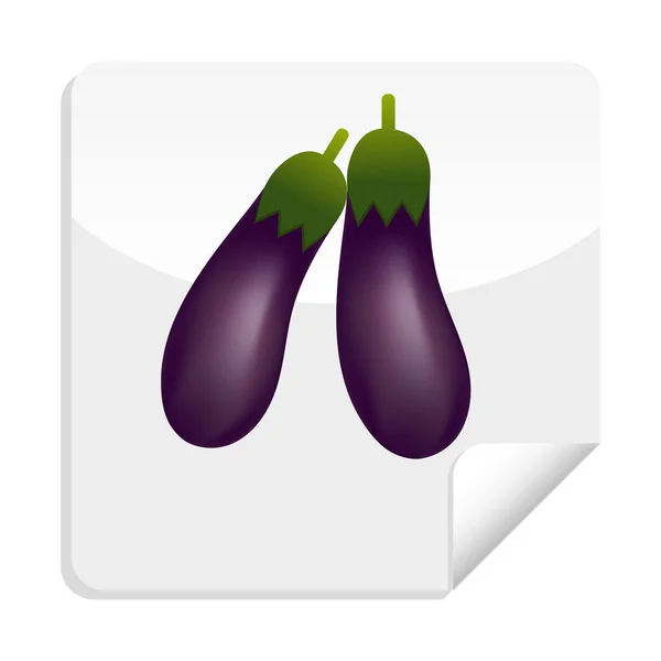 Légumes Sains Aubergines Autocollant Avec Des Vitamines Des Minéraux Illustration — Image vectorielle