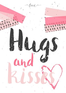 Sevgililer günü hediye kartı ile kalp ve yazı. Hat sanatı hocası, baskı, poster, davet için elle çizilmiş tasarım öğeleri.