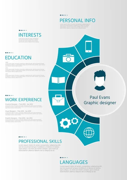 Modello Curriculum Colorato Stile Piatto Moderno Con Elementi Infografici Illustrazione — Vettoriale Stock