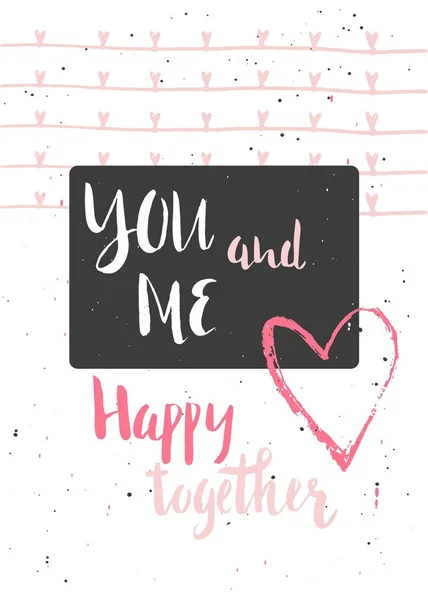 Carte Cadeau Saint Valentin Avec Coeur Lettrage Calligraphie Éléments Conception — Image vectorielle