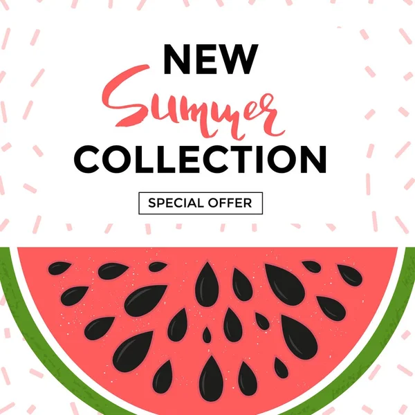 Social Media Verkaufsbanner Oder Sommer Sonderangebot Mit Wassermelone Vektor Illustration — Stockvektor