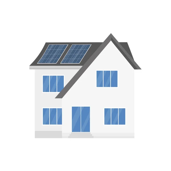 Limpia Casa Moderna Con Paneles Solares Energía Alternativa Ecológica Infografías — Vector de stock