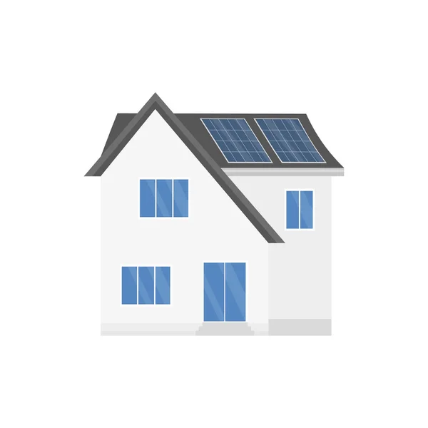 Limpia Casa Moderna Con Paneles Solares Energía Alternativa Ecológica Infografías — Archivo Imágenes Vectoriales