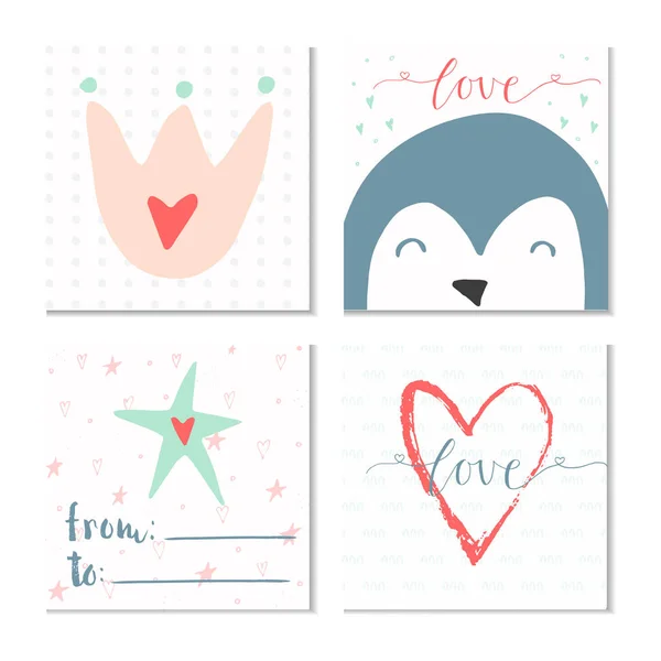 心と愛をレタリングでバレンタインの日ギフト カード ポスター 招待状の手描きデザイン要素 — ストックベクタ