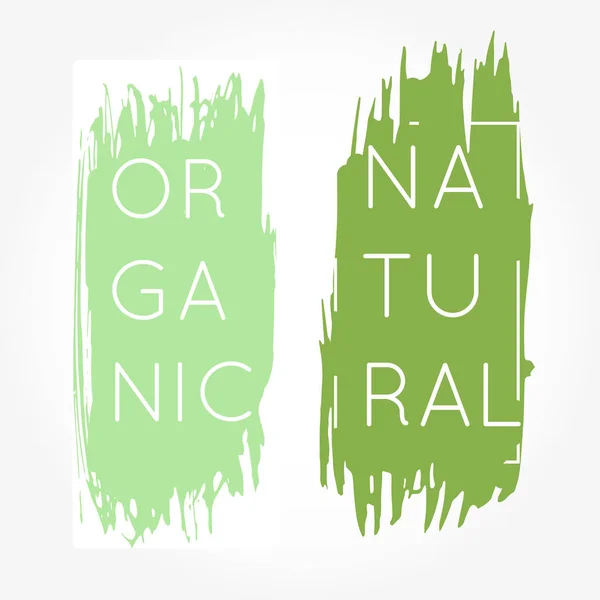 Set Van Groene Biologische Labels Met Tekst Grunge Brush Eco — Stockvector