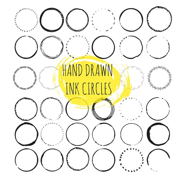 Handdrawn 元素为标识与圈子 隔绝在白色背景和容易使用 矢量插图 — 图库矢量图片