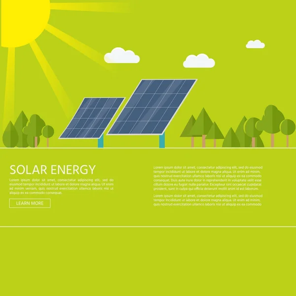 Solar Panels Modern House Eco Friendly Alternative Energy Ecosystem Infographics — Stock Vector