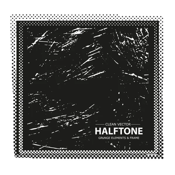 Abstrakte Halbtonpunkte Rahmen Rand Vektor Grunge Hintergrund Vintage Schwarz Weiße — Stockvektor
