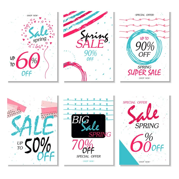 Geometrische Sociale Media Verkoop Banners Advertenties Website Sjabloon Collectie Vectorillustraties — Stockvector