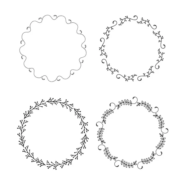 Elementi Disegnati Mano Logotipo Con Cerchi Isolati Sfondo Bianco Facili — Vettoriale Stock