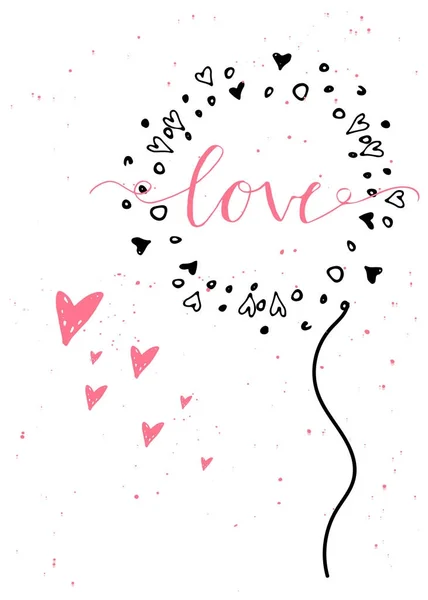 Carte Cadeau Saint Valentin Avec Coeur Lettrage Calligraphie Éléments Conception — Image vectorielle